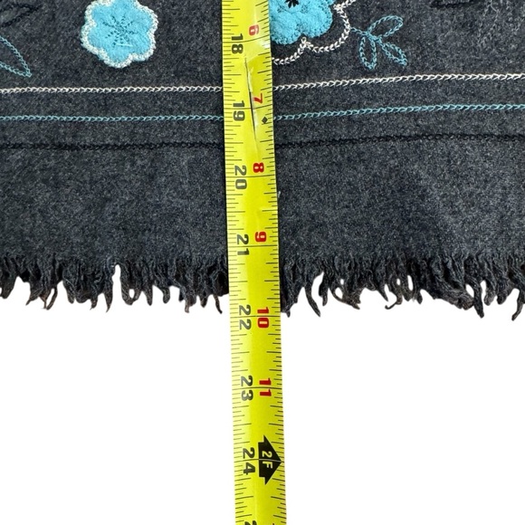 Dress Barn Wool Blend Gray Skirt Straight turquoise Floral Embroidered 16 - Picture 4 of 7